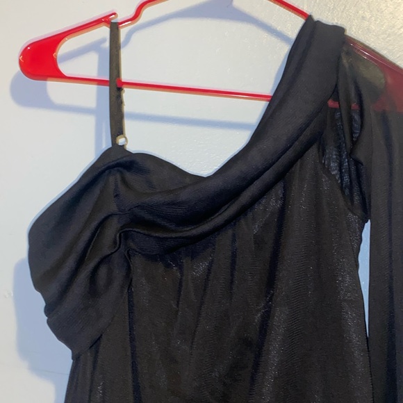 Black sheer cowl neck 3/4 sleeve blouse size small - Picture 6 of 10